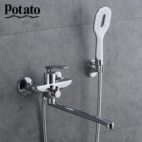 Potato Bathtub Shower Faucet Modern 2 Colors Zinc Alloy Body Chrome Shower Head Bath Mixer p22234