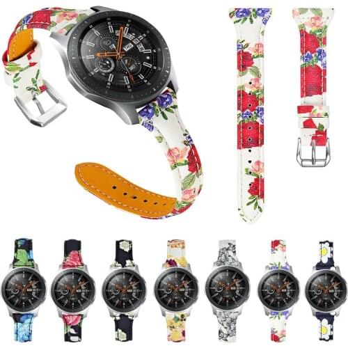 Slim Floral Watch Band for Samsung Galaxy Watch 46mm Gear S3 Amazfit 2S Strap 22mm Leather Band for Huawei Watch GT Watch Strap