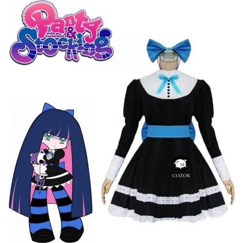 Panty & Stocking with Garterbelt Heroine Anarchy Stocking Black Dress Cosplay Costume Lolita Dress