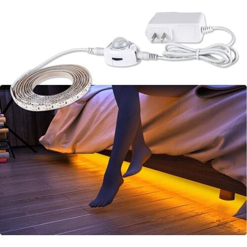 12V Human Sensor LED Strip Lights Waterproof 2835 LED Light Bar Under Bed Night Light Infrared Induction Cabinet Wardrobe Light