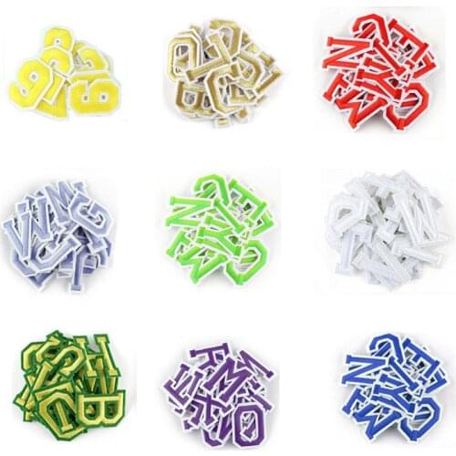 Emboridery Patch Label Color A-Z English Letter 0-9 Number Patch Clothing Accessories Embroidered Cloth Stickers Iron on Patch