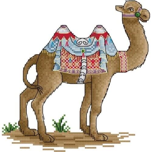 11CT Stamped Cross Stitch Kits Needlework Full Range of Embroidery Starter Kits for Beginners - Dress Up the Camels