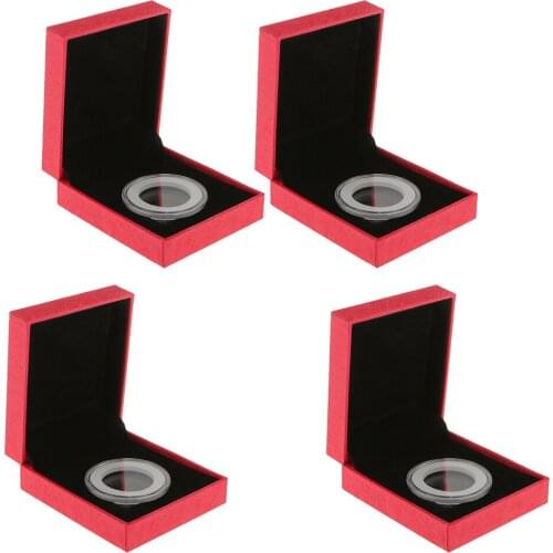 4 Pieces Coin Case for 38MM Coin Display Box Case w/ Single Clear Capsule -7x8x3cm