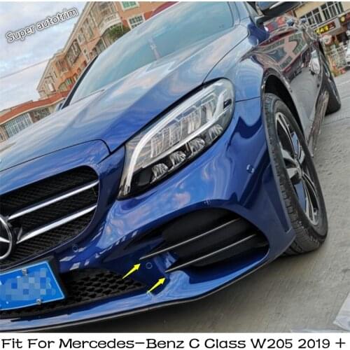 Lapetus Front Fog Lights Lamp Eyelid Eyebrow Cover Trim 4 Pcs Accessories Exterior Fit For Mercedes-Benz C Class W205 2019 / ABS