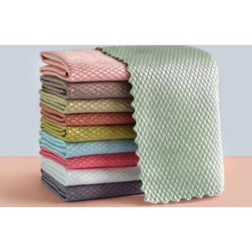5Pcs Random Color Kitchen Anti-Grease Wiping Rag Efficient Fish Scale Wipe Cloth Cleaning Cloth Home Washing Dish Cleaning Towel