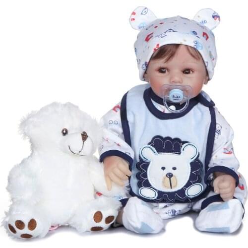55cm Realistic Doll Soft Body Vinyl Toddler Babies Lifelike Boy Bear Toy Pacifier Birthday Christmas Gift for Children