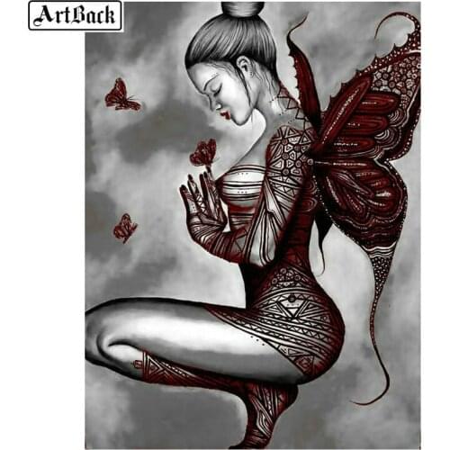5d diamond painting woman butterfly wings full square drill diamond mosaic round diamond embroidery beautiful girl