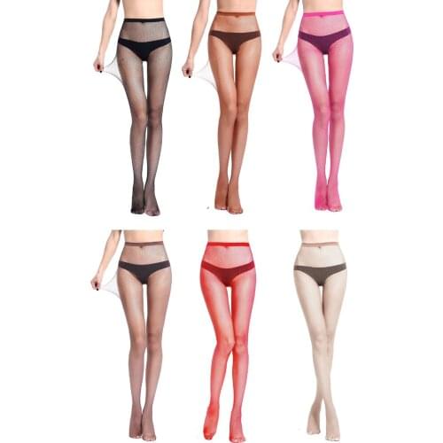 7 Colors Small Mesh Sexy Women High Waist Stocking Fishnet Club Tights Panty Knitting Net Pantyhose Trouser Mesh Lingerie S07