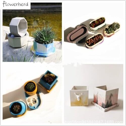 Large Cement Flowerpot Mold Silicone Plastic DIY Plaster Succulent Flower Pot Resin Molds Candle Holder Cake Decorating Tools