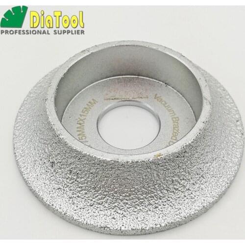 DIATOOL 2pcs Dia75mm Vacuum Brazed Diamond Profile Grinding Wheel For Demi-bullnose (15mm+20mm) Vacuum Brazed Diamond Tools