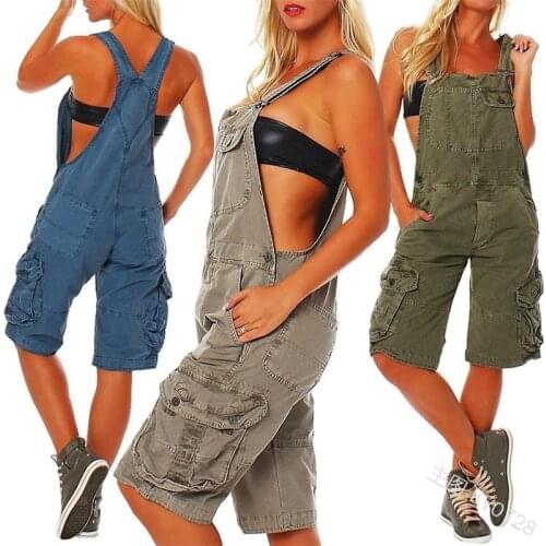Mom Jeans High Waist Jumpsuit Plus Size Y-shaped Broadband Knee Length Double Shoulder Workwear Jeans Women Denim Overalls