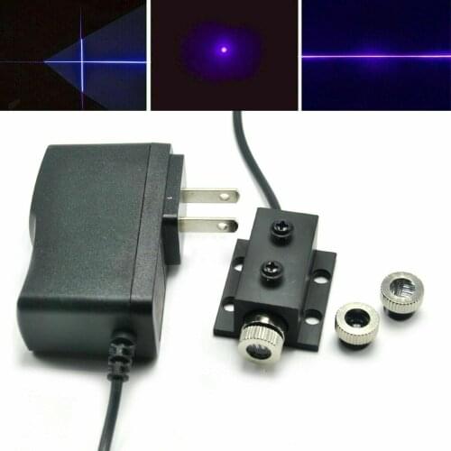 Focusable 405nm 50mW Violet/Blue Dot Line Cross Laser Diode Module with Adapter Heatsink