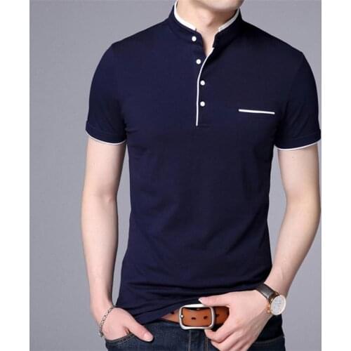 2018 summer collar short sleeve T-shirt men Spring Summer new Top men brand clothing slim fit cotton T-shirts