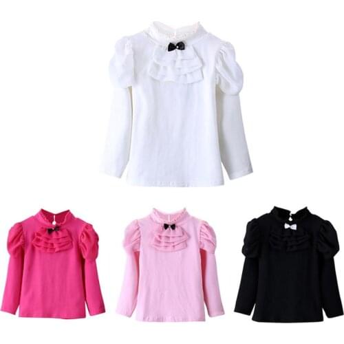 Baby Girls T-Shirts Long Sleeve T-shirt Cotton Casual Princess Toddler Solid Tops Blouse Children Soft Cotton T shirts Girls Top
