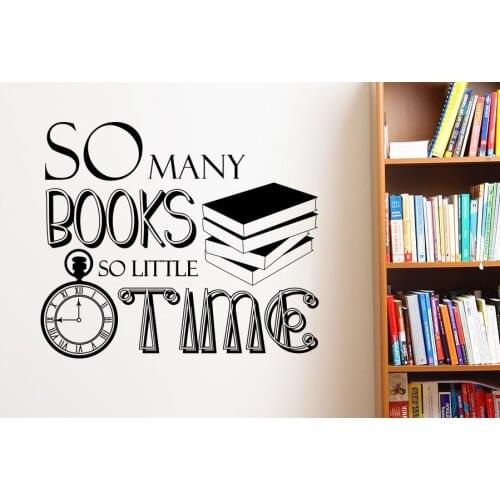 YOYOYU Art Home Decor SO Many Books So Little Time Wall Decal Vinyl Sticker Study Room Library Decoration Wallpaper WW-509