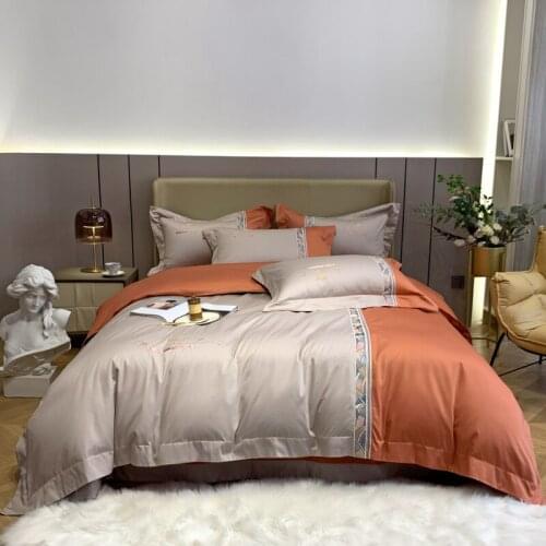 Luxury 1000TC Egyptian Cotton Bedding Set Double color Bed Linens Flat Sheet Set Bedspread Queen/King Size Bed Cover 4pcs