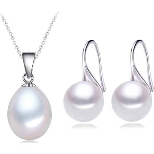 Natural Freshwater Pearl Jewelry Sets,Handmade Real Pearl Jewelry Sets Wedding Fashion Earrings Necklace For Women