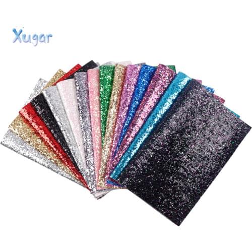 Xugar 22CM*30CM Chunky Glitter Fabric Shiny Laser Sequins Patchwork DIY Bag Shoe Accessories Fabric Handmade Phone Case Material
