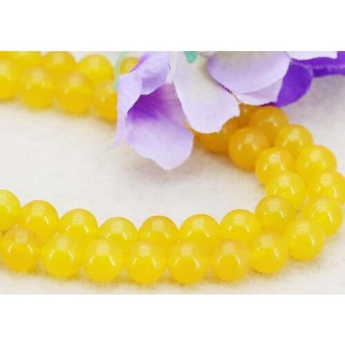 6mm 8mm 10mm Hot Sale Yellow Chalcedony Accessories Crafts Loose Beads Gem Stone Fashion Jewelry Making Design Women Girls Gifts