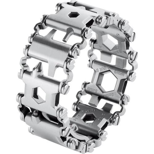 Multifunction Tool Bracelet Tread Bracelet Stainless Steel Bolt Driver Tools Kit Friendly Wearable Bike Multitool Outdoor Tool