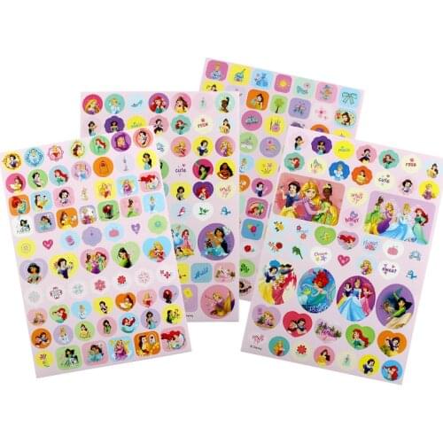 Disney Princess Cartoon Stickers Childrens Stationery Praise Color Stickers Childrens Avengers Meng Version Reward Stickers