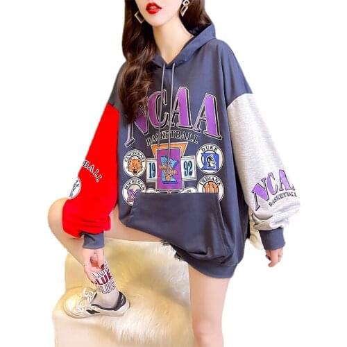 New Autumn Korean Version of Loose Fake Two-piece Sweatshirt Women Plus Size Hoodies Mid-length All-match Personality Trend Tops