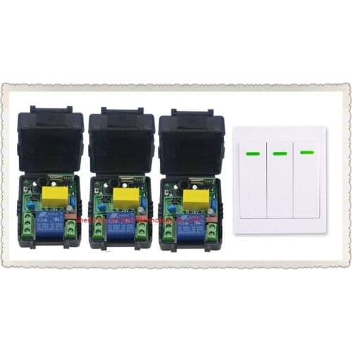 New AC 220 V 1CH Wireless Remote Control Switch System Receiver + Wall Panel Remote Transmitter Sticky Remote Smart Home Switch