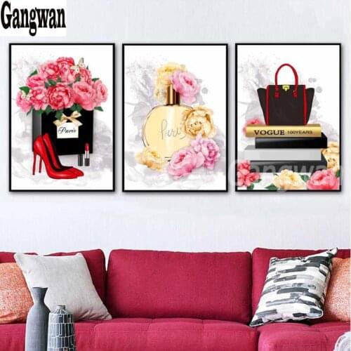 Perfume Lipstick High Heels Fashion art Decoration 5D mosaic DIY Diamond Painting Full Square Round Drill diamond embroidery