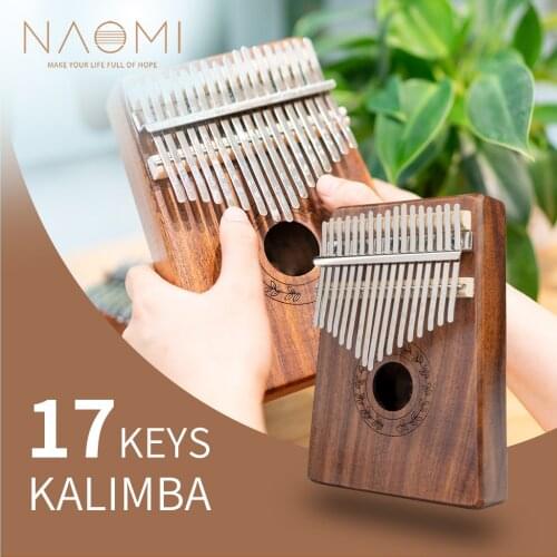 NAOMI Kalimba Engraved Keys 17 KOA Material Ore Steel Keys Kalimba Instruction Book For Kids Beginner Use