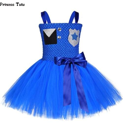 Rabbit Police Judy Girls Tutu Dress Royal Blue Cartoon Bunny Officer Police Costume for Kids Girl Halloween Carnival Party Dress