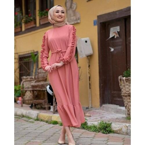 Kadınelbis to handles ruffle belted dress muslim fashion islamic clothing