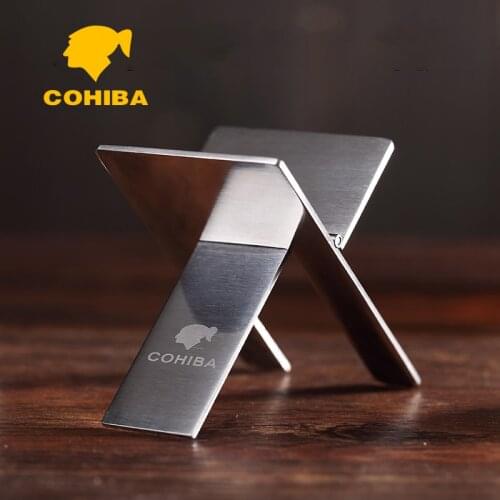 COHIBA Stainless Steel Cigar Holder Stand Silver Ashtray Display Stand Rack Smoking Accessories Household Merchandises