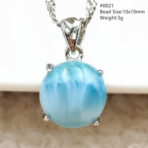 Genuine Natural Blue Larimar Heart Pendant Women Men Water Pattern Crystal 10x10mm Love Necklace From Dominia AAAAA