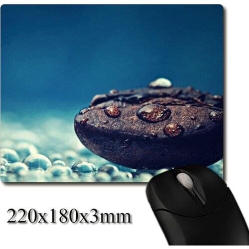Water drops on a pebble still life photography printed Heavy weaving anti-slip rubber office mouse pad Coaster Party favor gifts