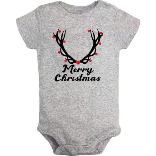 Reindeer Merry Christmas Mom + Dad = Me Newborn Baby Girl Boys Clothes Short Sleeve Romper Jumpsuit Outfits 100% Cotton Present