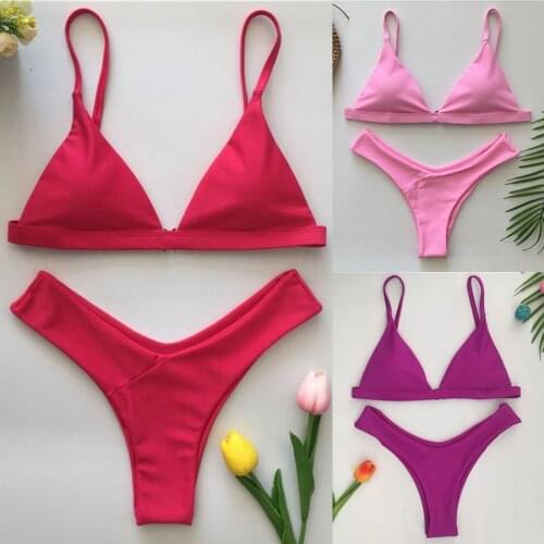Sexy Thong Bikini Set Push Up Bikinis Women Strap Swimsuit 2021 Swimwear Bathing Suit Beachwear Biquini Fmeale Brazilian Mujer