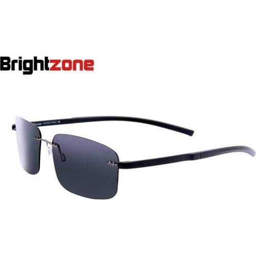 2019 classic brand designer titanium luxury rimless sunglasses TR90 ultralight rectangle men polarized sunglasses UV400 Glasses