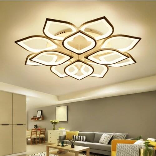 Modern Minimalist Ceiling Lamp Living Room Bedroom Dining LED Remote Control Household Black /White Flower Acrylic Chandelier
