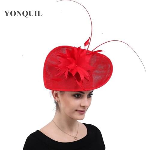 Bridal Wedding Red Fascinator Hat Fanvy Floral Party Women Headpiece Headband Bridal Marriage Derby Occasion Millinery Caps
