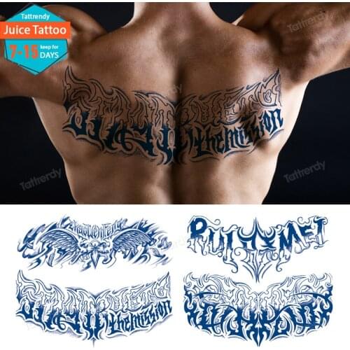Tribal tattoo sticker men back chest body art tattoo temporary letter totem sexy for boy makeup waterproof tattoo water transfer