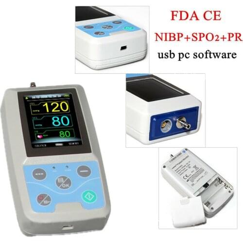 HotPM50 CONTEC Blood Pressure Patient Monitor NIBP SPO2 Pulse Rate Test Meter Portable Vital Sign Machine+Adult Cuff+SPO2 Probe