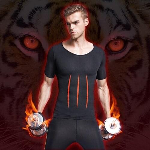 Spring Summer Thin Men Corsets Short Sleeve Tight Body-hugging Resilient Abdominal Compression Pull Back Fitness Sportswear