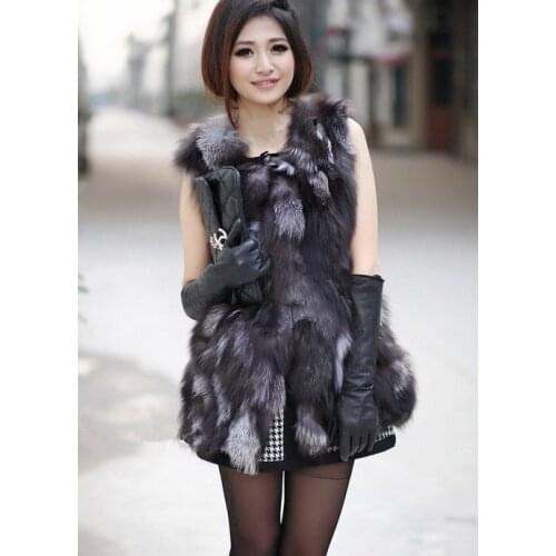 Genuine fox fur vest women long fox fur vest winter real fox fur coat Retail/Wholesale custom big size Free shipping H222