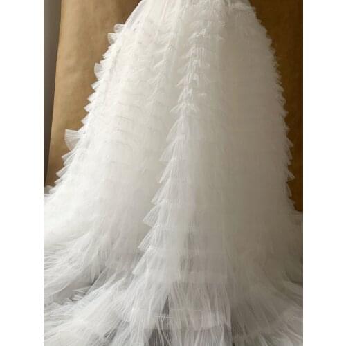 1 yard Big SALE Off White Ruffle Fabric For Cake Dress Frilled Fabric For Bridal Dress Photography Prop Backdrop
