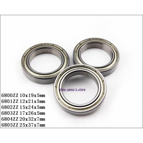 20-40pcs/Lot 6800ZZ , 6801ZZ , 6802ZZ , 6803ZZ , 6804ZZ , 6805ZZ Metal Shielded Thin Wall Deep Groove Ball Bearing Brand New