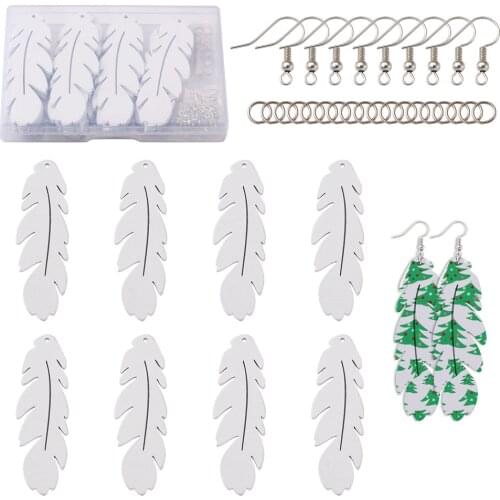 20Pcs/Box DIY Dangle Earring Making Kits with Spray Painted Wood Pendants Brass Earring Hooks For Handmade Jewelry Accessories