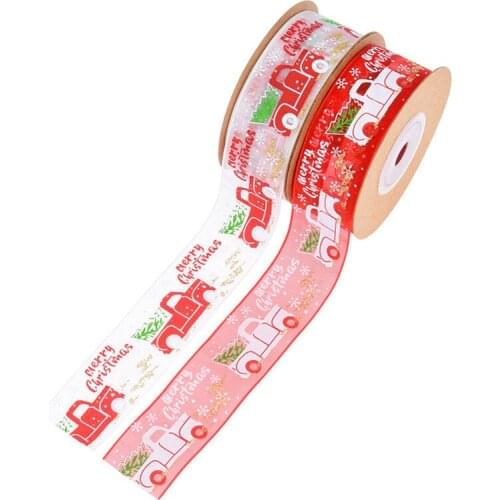 25mm New Printing Car Christmas Ribbon, Home Christmas Tree Gifts Decoration Ribbon 20Yards