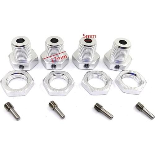 4 Pieces RC Car Upgrade Aluminum Alloy Wheel Hex Hub 17mm Tire Adapter Wheel Nut 5mm For 1/10 Scale Models Hobby Traxxas E-Revo