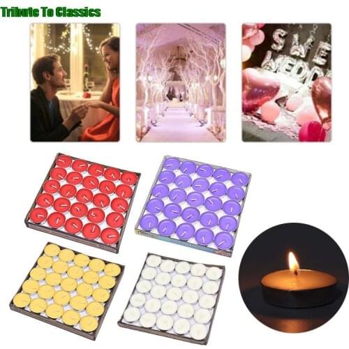50pcs/Set DIY Round Smokeless Scented Tealight Candles For Birthday Party Decorative Candles