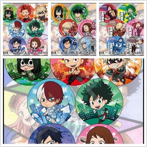 6pcs/set 58MM Anime My Hero Academia Boku no Hero Bakugou Katsuki Izuku Badge Brooch Icons Backpack Pins Collect